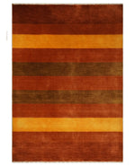 4x6 Small Rust and Gold Striped Wool Hand Woven Southwestern Gabbeh Rug| LOR20