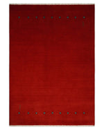 4x6 Small Solid Red Wool Hand Woven Southwestern Gabbeh Rug | LOR23