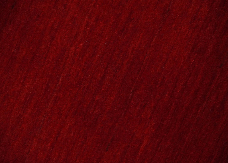 4x6 Small Solid Red Wool Hand Woven Southwestern Gabbeh Rug | LOR24