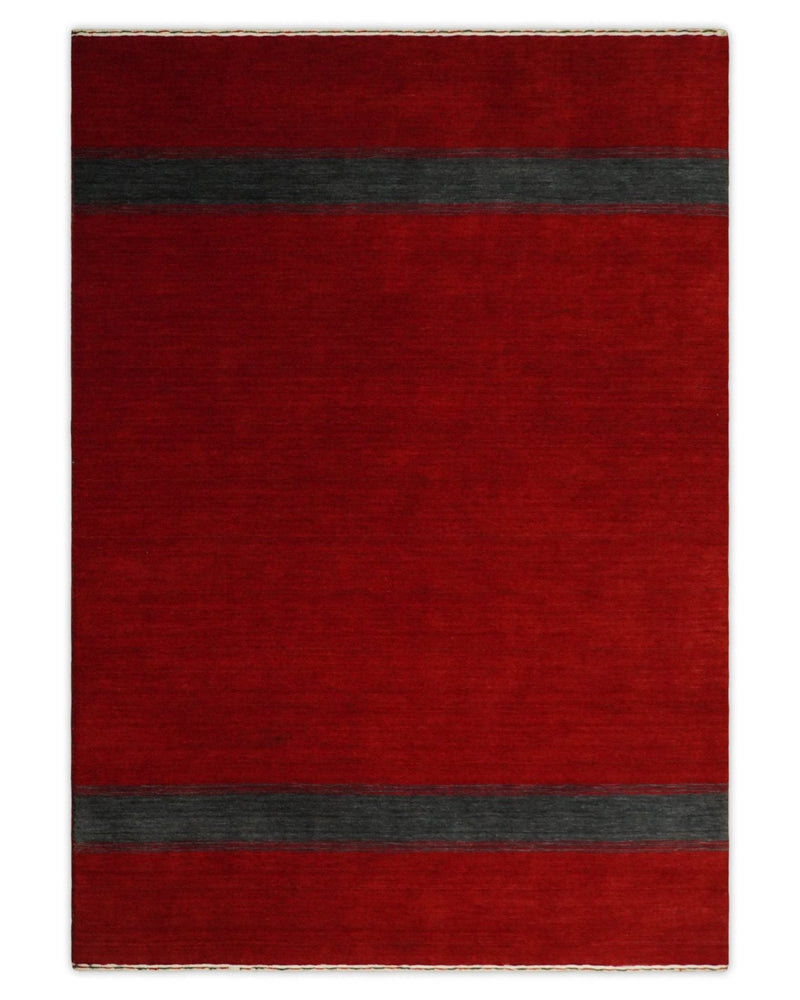 4x6 Small Solid Red Wool Hand Woven Southwestern Gabbeh Rug | LOR24