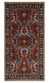 4x8 and Runner Hand Knotted Brown and Black Traditional Heriz Serapi Wool Area Rug