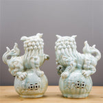 Lovecup Celadon Foo Dog-Pair L558