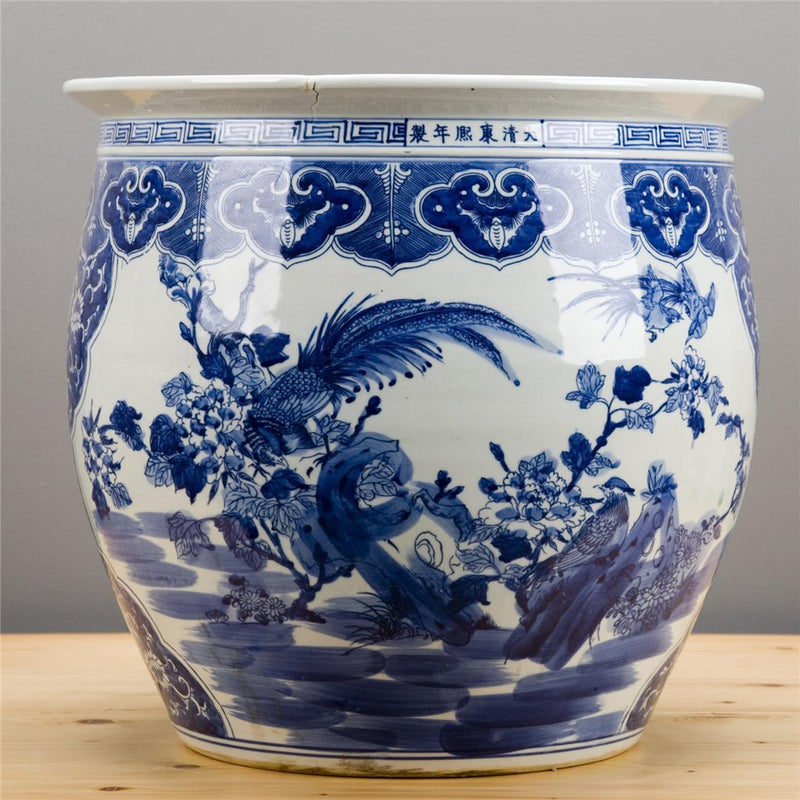 Lovecup Blue and White Fishbowl Porcelain Vase L574