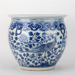 Lovecup Large Round Porcelain Fishbowl with Blue And White Bird L142