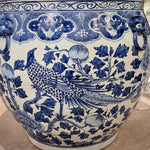 Lovecup Large Round Porcelain Fishbowl with Blue And White Bird L142