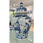 Lovecup Big Temple Lidded Jar Blue And White Longevity L156