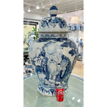 Lovecup Big Temple Lidded Jar Blue And White Longevity L156
