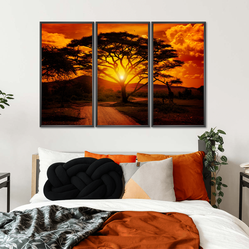 Serengeti Park Sunset Silhouette Wall Art