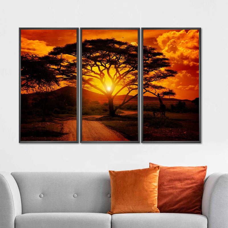 Serengeti Park Sunset Silhouette Wall Art
