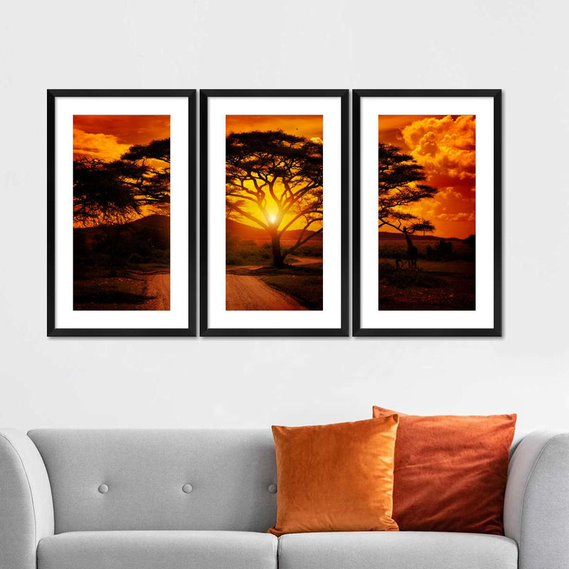 Serengeti Park Sunset Silhouette Wall Art