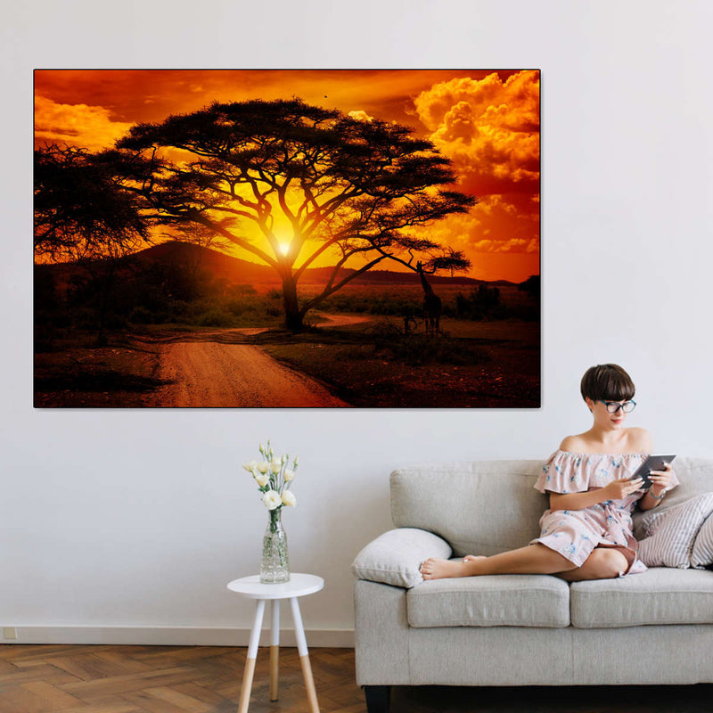Serengeti Park Sunset Silhouette Wall Art