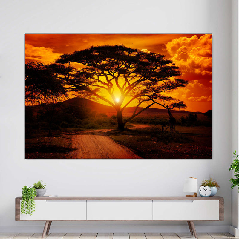 Serengeti Park Sunset Silhouette Wall Art