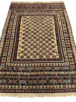 Hand-Woven Afghani Maliki Soumak Wool Kilim Rug - 4'2" x 6'