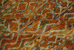 5.6x8.7 Hand Knotted Rust and Beige Modern Contemporary Southwestern Tribal Trellis Recycled wool Area Rug