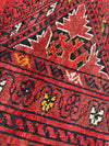 Hand-Knotted Afghan Turkoman Waziri Wool Rug – 6'9" x 9'6" – Vintage Red Elegance