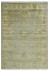 5.8x8.6 Traditional Silver, Beige and Brown Antique Style Hand knotted Oushak wool Area Rug