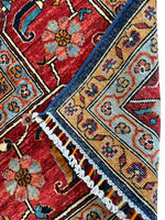 Hand-Knotted Afghani Bidjar Wool Rug – 9’x12’ – Intricate Geometric & Floral Motifs
