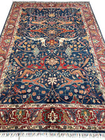Hand-Knotted AfghanI Bidjar Ghazni Wool Rug – 6'7" x 9'10" – Elegant Floral Design