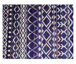 4x6 and 8x10 Hand Knotted Blue and White Modern Contemporary Southwestern Tribal Trellis Recycled Silk Area Rug | OP6
