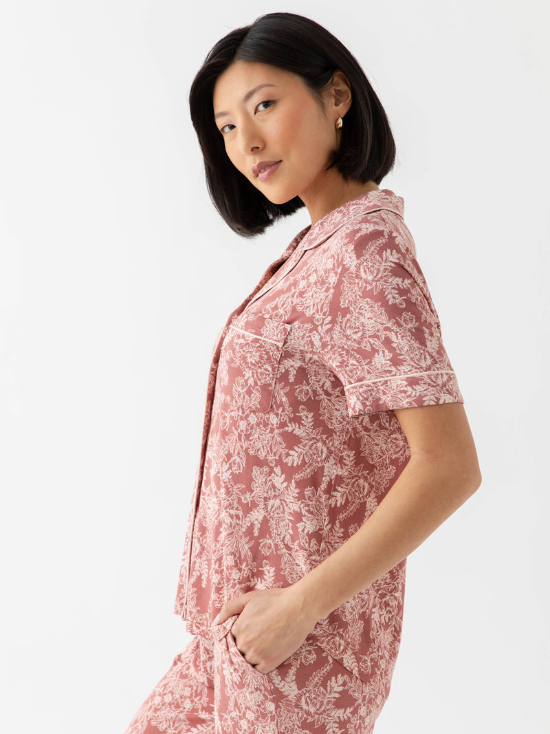 Women's Stretch-Knit Short Sleeve & Pant Bamboo Pajama Set
