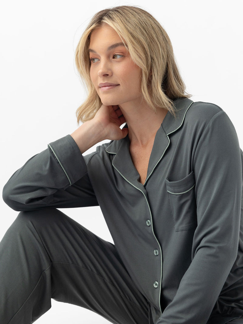 Women's Stretch-Knit Long Sleeve Bamboo Pajama Set