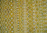 8.7x11.4 Hand Knotted Gold and White Ivory Contemporary Southwestern Tribal Trellis Recycled Silk Area Rug | OP4
