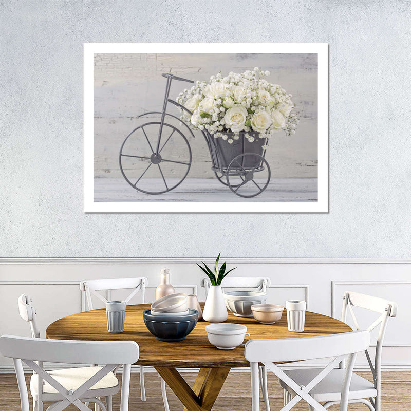 White Rose Bouquet Wall Art