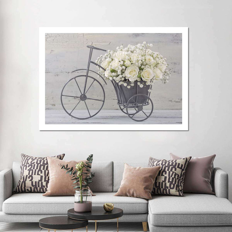 White Rose Bouquet Wall Art