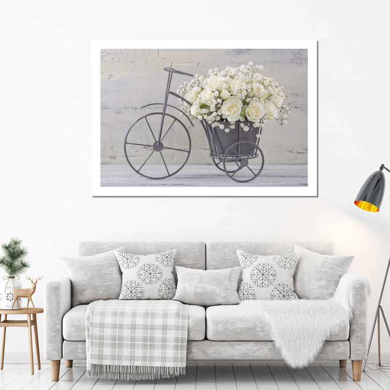 White Rose Bouquet Wall Art