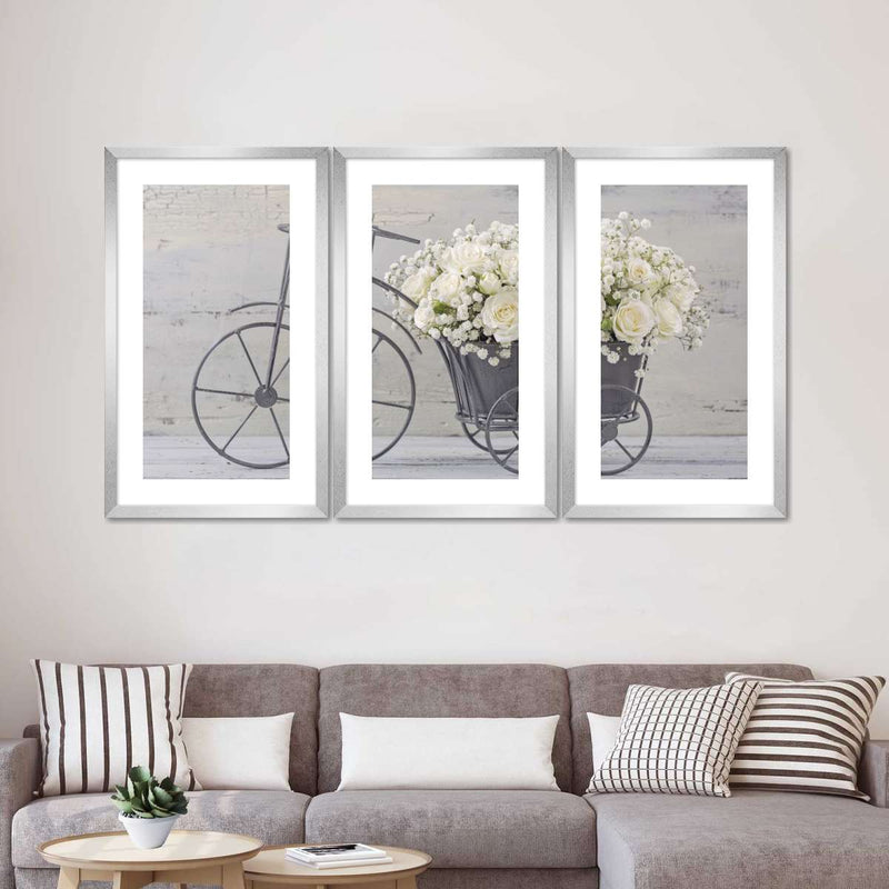 White Rose Bouquet Wall Art