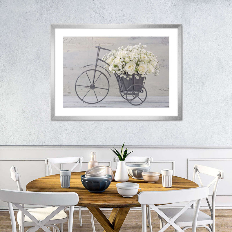 White Rose Bouquet Wall Art