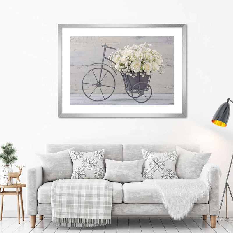 White Rose Bouquet Wall Art