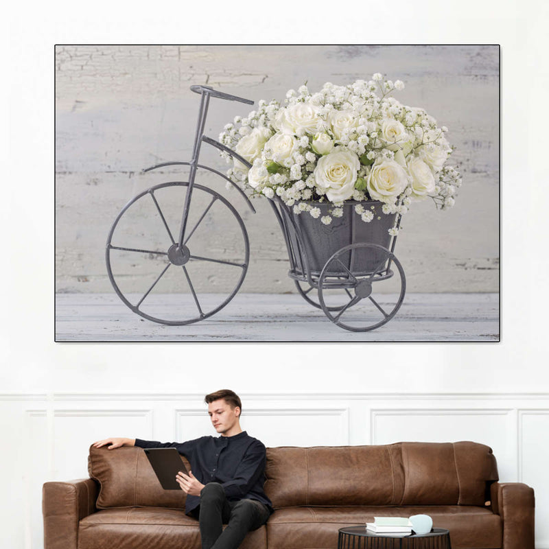 White Rose Bouquet Wall Art