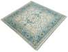 5x5 Square Hand Knotted Oriental Oushak Ivory, Aqua and Beige Wool Area Rug | TRDCP152955SS
