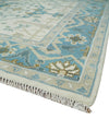 5x5 Square Hand Knotted Oriental Oushak Ivory, Aqua and Beige Wool Area Rug | TRDCP152955SS