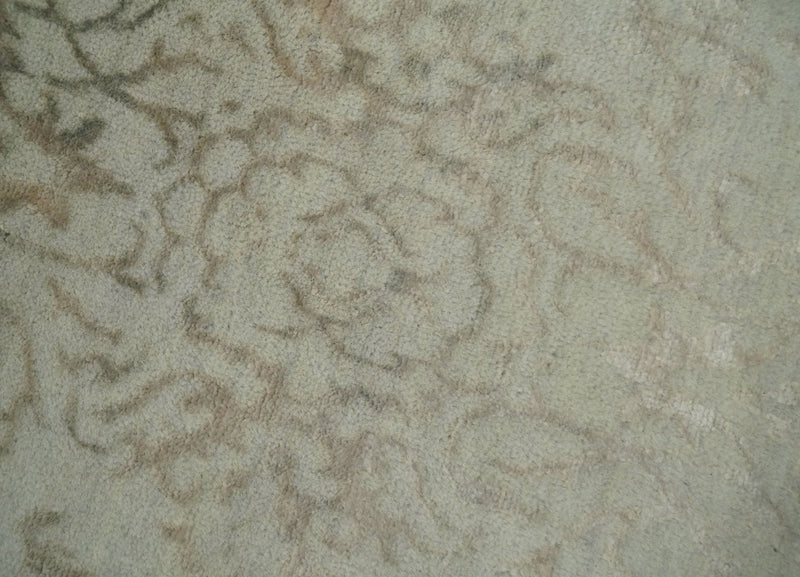 5x7 Fine Hand Knotted Beige and Brown Traditional Vintage Persian Style Antique Wool and Silk Rug | AGR50