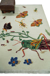 5x7 Ivory Butterfly , Insects and Flower Flatwoven Soumak Wool Hand Made Rug | KNT48