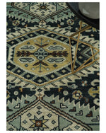 Custom Made Hand Knotted Blue, Ivory and Olive Traditional Oriental wool Area Rug