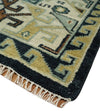 Custom Made Hand Knotted Blue, Ivory and Olive Traditional Oriental wool Area Rug