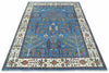 Tree of life Traditional Hand Knotted Blue and Ivory Multi Size Wool area Rug