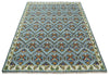 Charcoal, Blue and Ivory Traditional Hand Knotted Multi Size Wool area Rug