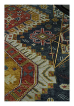 Hand Knotted Charcoal, Gold and Ivory Traditional Antique Wool Area Rug