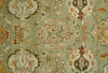 Custom Made Hand Knotted Green and beige Traditional Vintage Style Antique Wool Rug