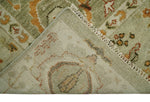 Custom Made Hand Knotted Green and beige Traditional Vintage Style Antique Wool Rug