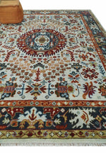 Hand Knotted traditional Oriental Ivory, Rust and Gray Multi Size wool Area Rug