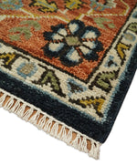 Rust, Blue and Aqua Traditional Heriz Hand knotted Multi Size wool Area Rug