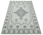 5x8, 6x9, 8x10 and 9x12 Ivory and Peach Persian Style Antique Oriental Tribal Hand Tufted Wool Area Rug |  TRI3