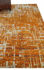 5x8 and 6x9 Gold, Rust and Ivory Modern Abstract Recycled Silk Rug