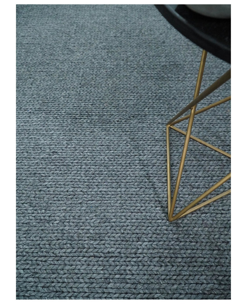 5x8 and 8x10 Braided Wool Solid Gray Felted Chunky Hand Woven Soft Plush Area Rug | DOV7