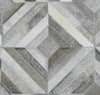 5x8 and 8x10 Hairon Genuine Leather Stripe Design Handmade Ivory, Brown and Gray Area Rug | LR11